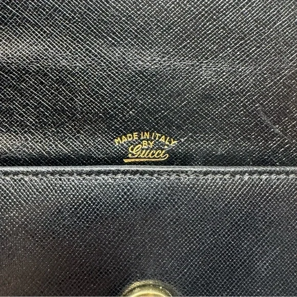 Gucci Vintage 60s Black Leather Top Handle Bag